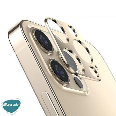 Microsonic Apple Uyumlu iPhone 12 Pro Kamera Lens Koruma Camı V2 Gold