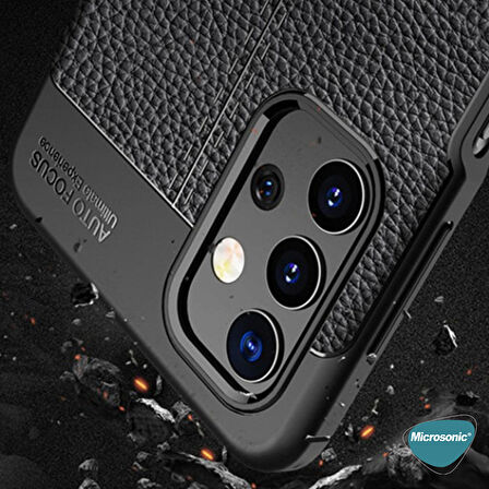 Microsonic Samsung Galaxy A32 5G Kılıf Deri Dokulu Silikon Lacivert