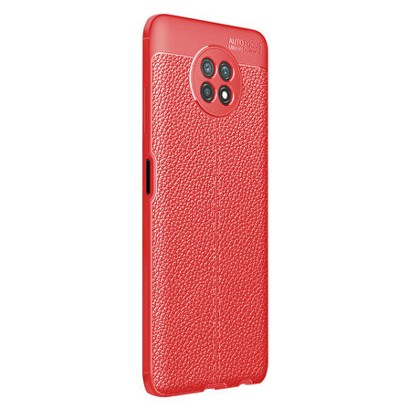 Microsonic Xiaomi Redmi Note 9 5G Kılıf Deri Dokulu Silikon Kırmızı