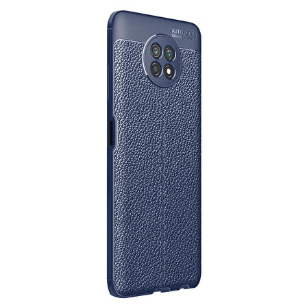 Microsonic Xiaomi Redmi Note 9T Kılıf Deri Dokulu Silikon Lacivert