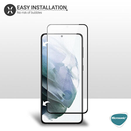 Microsonic Samsung Galaxy S21 Tam Kaplayan Temperli Cam Ekran Koruyucu Siyah