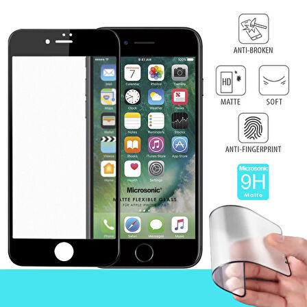 Microsonic Apple Uyumlu iPhone 7 Seramik Matte Flexible Ekran Koruyucu Siyah