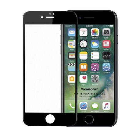 Microsonic Apple Uyumlu iPhone 7 Seramik Matte Flexible Ekran Koruyucu Siyah