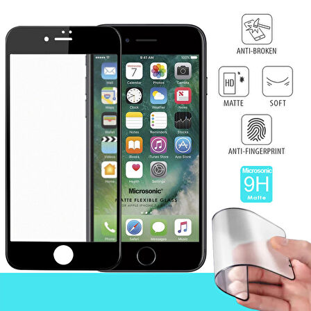Microsonic Apple Uyumlu iPhone 8 Plus Seramik Matte Flexible Ekran Koruyucu Siyah