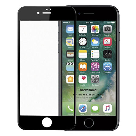 Microsonic Apple Uyumlu iPhone 8 Plus Seramik Matte Flexible Ekran Koruyucu Siyah