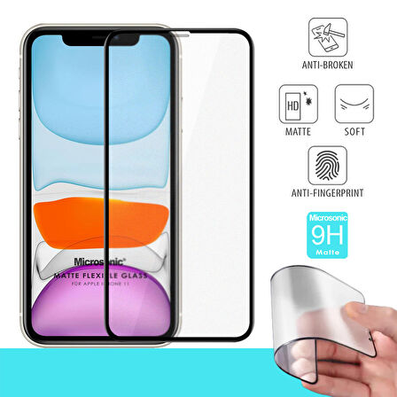 Microsonic Apple Uyumlu iPhone 11 Seramik Matte Flexible Ekran Koruyucu Siyah