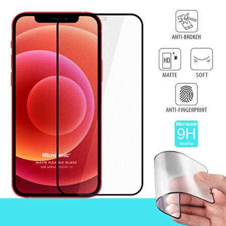 Microsonic Apple Uyumlu iPhone 12 Seramik Matte Flexible Ekran Koruyucu Siyah
