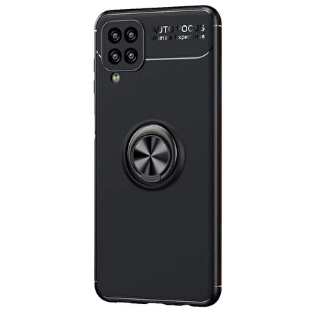 Microsonic Samsung Galaxy A12 Kılıf Kickstand Ring Holder Siyah