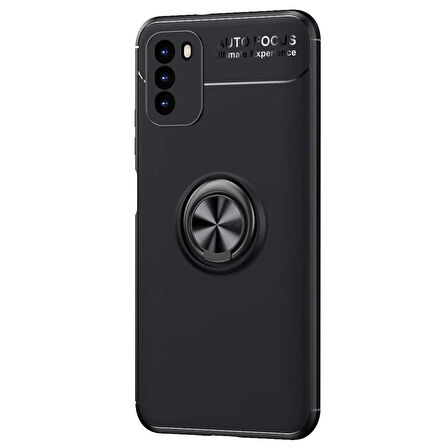 Microsonic Xiaomi Poco M3 Kılıf Kickstand Ring Holder Siyah