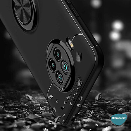 Microsonic Xiaomi Redmi Note 9 Pro 5G Kılıf Kickstand Ring Holder Kırmızı