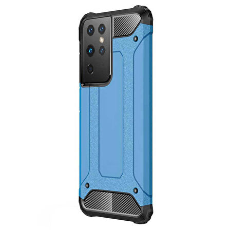 Microsonic Samsung Galaxy S21 Ultra Kılıf Rugged Armor Mavi