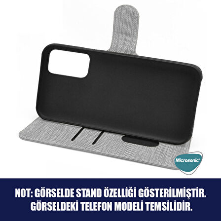 Microsonic Oppo Reno 4 Lite Kılıf Fabric Book Wallet Gri