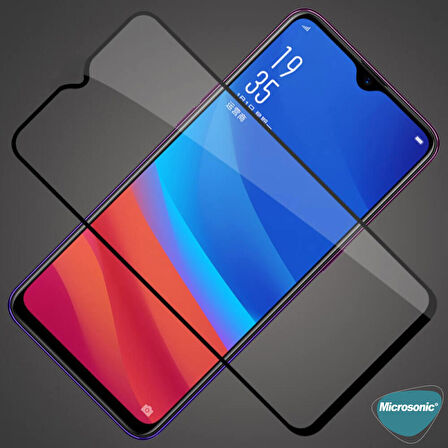 Microsonic Oppo A15 Tam Kaplayan Temperli Cam Ekran Koruyucu Siyah