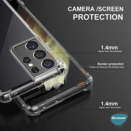 Microsonic Samsung Galaxy S21 Ultra Kılıf Shock Absorbing Şeffaf