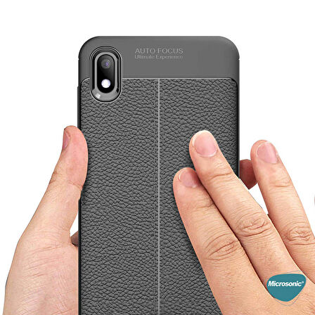 Microsonic Samsung Galaxy A01 Core Kılıf Deri Dokulu Silikon Lacivert