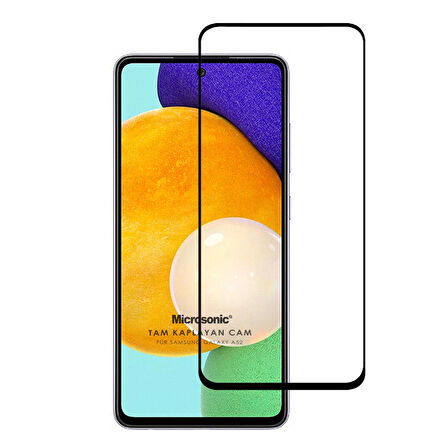 Microsonic Samsung Galaxy A52 Tam Kaplayan Temperli Cam Ekran Koruyucu Siyah