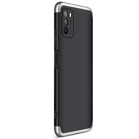 Microsonic Xiaomi Poco M3 Kılıf Double Dip 360 Protective Siyah Gri