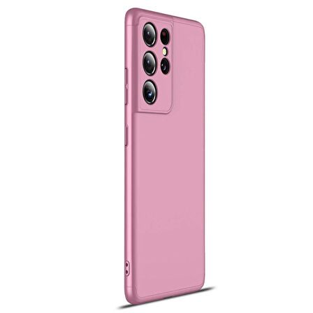 Microsonic Samsung Galaxy S21 Ultra Kılıf Double Dip 360 Protective Rose Gold