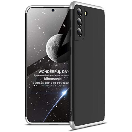 Microsonic Samsung Galaxy S21 Kılıf Double Dip 360 Protective Siyah Gri
