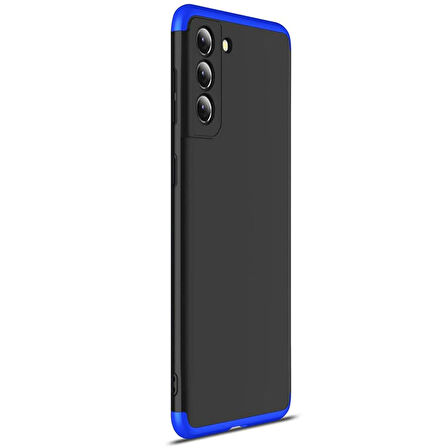 Microsonic Samsung Galaxy S21 Kılıf Double Dip 360 Protective Siyah Mavi