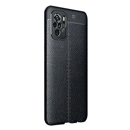 Microsonic Xiaomi Redmi Note 10S Kılıf Deri Dokulu Silikon Siyah
