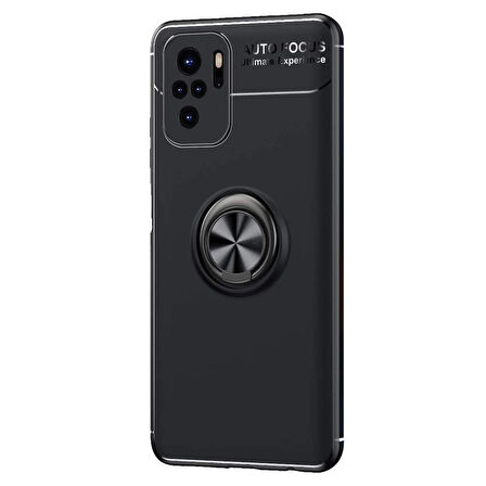 Microsonic Xiaomi Redmi Note 10S Kılıf Kickstand Ring Holder Siyah
