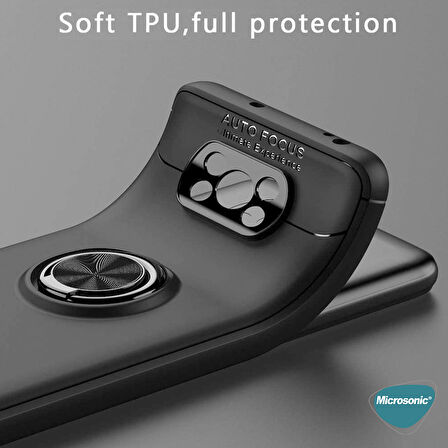 Microsonic Xiaomi Poco X3 Pro Kılıf Kickstand Ring Holder Lacivert