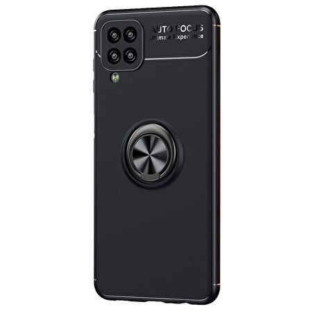 Microsonic Samsung Galaxy M12 Kılıf Kickstand Ring Holder Siyah