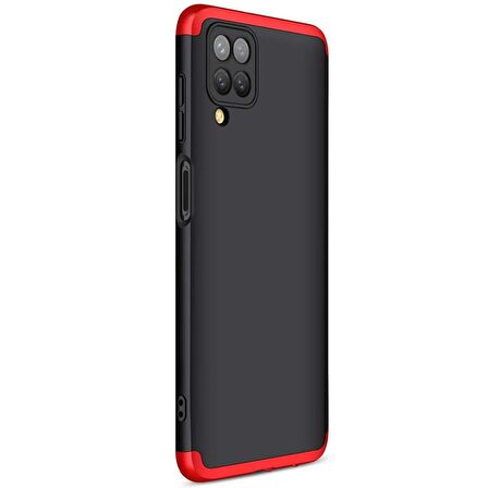 Microsonic Samsung Galaxy M12 Kılıf Double Dip 360 Protective Siyah Kırmızı
