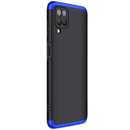 Microsonic Samsung Galaxy M12 Kılıf Double Dip 360 Protective Siyah Mavi