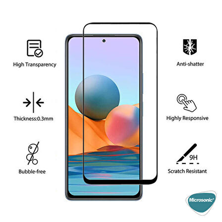 Microsonic Xiaomi Poco F3 Tam Kaplayan Temperli Cam Ekran Koruyucu Siyah