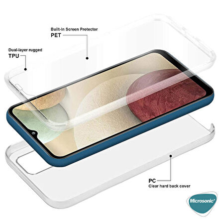 Microsonic Samsung Galaxy M12 Kılıf 6 Tarafı Tam Full Koruma 360 Clear Soft Şeffaf