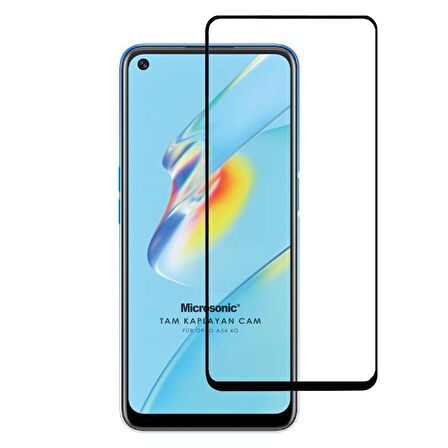 Microsonic Oppo A54 4G Tam Kaplayan Temperli Cam Ekran Koruyucu Siyah