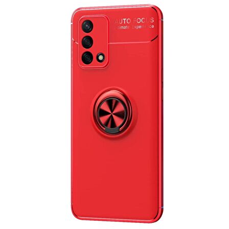 Microsonic Oppo A74 4G Kılıf Kickstand Ring Holder Kırmızı