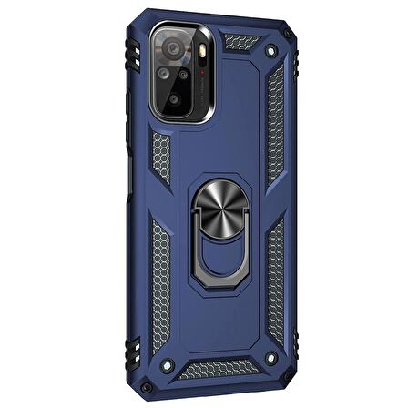Microsonic Xiaomi Redmi Note 10S Kılıf Military Ring Holder Lacivert
