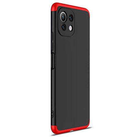 Microsonic Xiaomi Mi 11 Lite Kılıf Double Dip 360 Protective Siyah Kırmızı