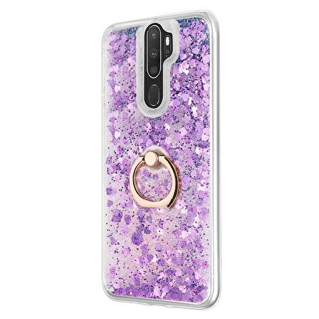 Microsonic Oppo A5 2020 Kılıf Glitter Liquid Holder Mor