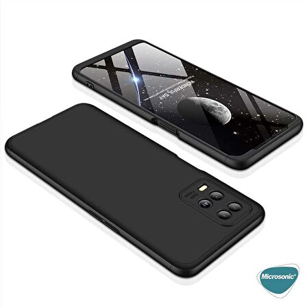 Microsonic Oppo A54 4G Kılıf Double Dip 360 Protective Siyah Gri