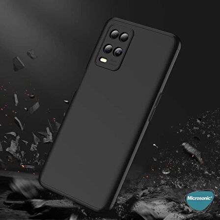 Microsonic Oppo A54 4G Kılıf Double Dip 360 Protective Siyah Gri