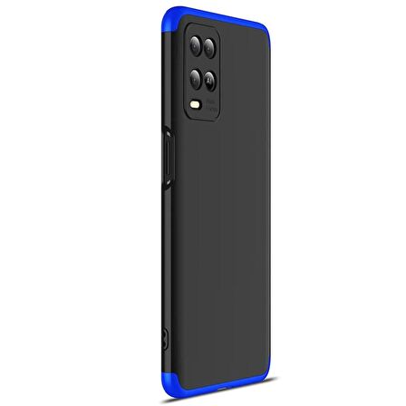 Microsonic Oppo A54 4G Kılıf Double Dip 360 Protective Siyah Mavi