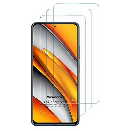 Microsonic Xiaomi Poco F3 Screen Protector Nano Glass Cam Ekran Koruyucu (3'lü Paket)