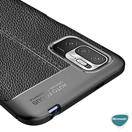 Microsonic Xiaomi Redmi Note 10 5G Kılıf Deri Dokulu Silikon Siyah