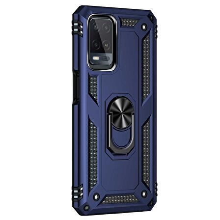 Microsonic Oppo A54 4G Kılıf Military Ring Holder Lacivert