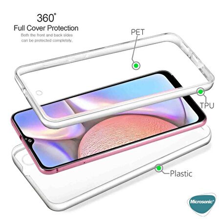 Microsonic Samsung Galaxy A02 Kılıf 6 Tarafı Tam Full Koruma 360 Clear Soft Şeffaf