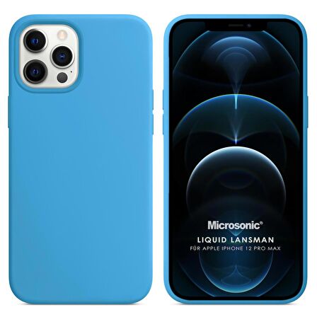 Microsonic Apple iPhone 12 Pro Max Kılıf Liquid Lansman Silikon Mavi