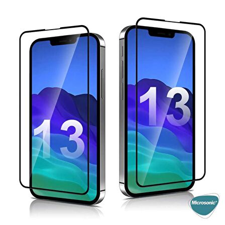 Microsonic Apple Uyumlu iPhone 13 Tam Kaplayan Temperli Cam Ekran Koruyucu Siyah
