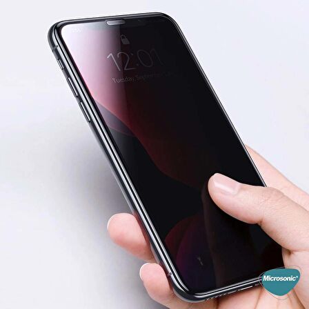 Microsonic Apple Uyumlu iPhone 13 Privacy 5D Gizlilik Filtreli Cam Ekran Koruyucu Siyah