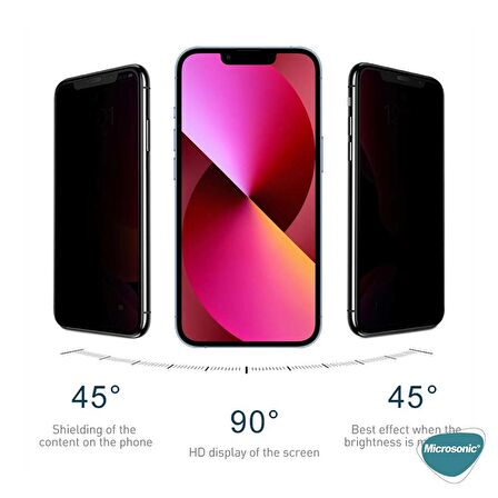 Microsonic Apple Uyumlu iPhone 13 Pro Privacy 5D Gizlilik Filtreli Cam Ekran Koruyucu Siyah