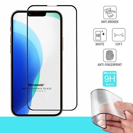 Microsonic Apple Uyumlu iPhone 13 Seramik Matte Flexible Ekran Koruyucu Siyah