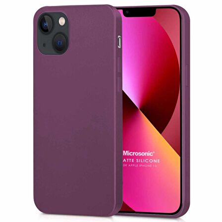 Microsonic Matte Silicone Apple iPhone 13 Kılıf Mor